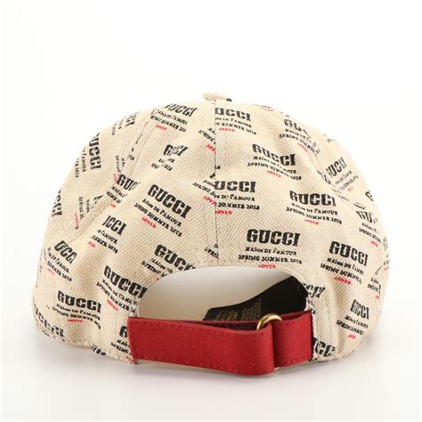 gucci stamp print canvas baseball hat